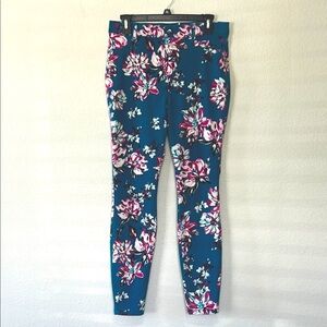 Time‎ and Tru Teal and Pink Skinny Floral Jeans with Stretch